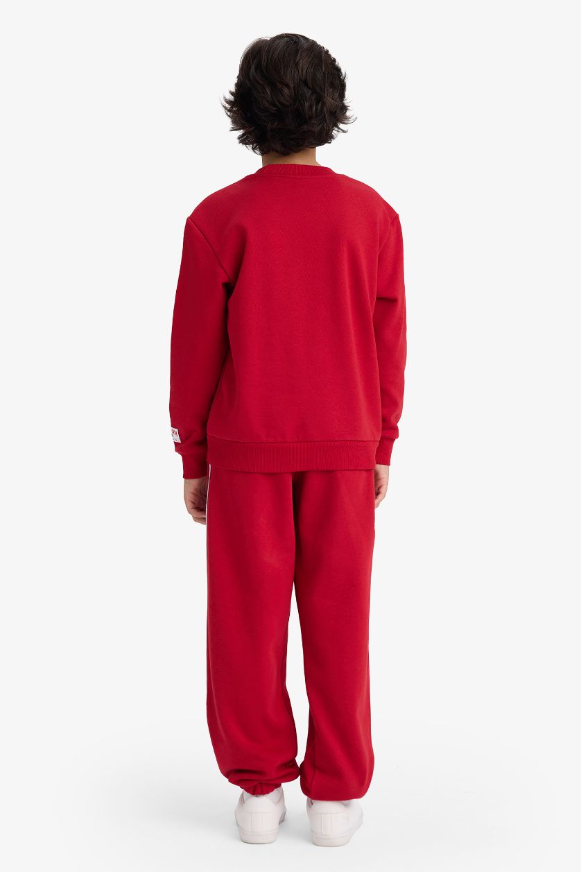 Boys & Teens Red Boy Printed Sweatshirt Sweatpants 2 Piece Set