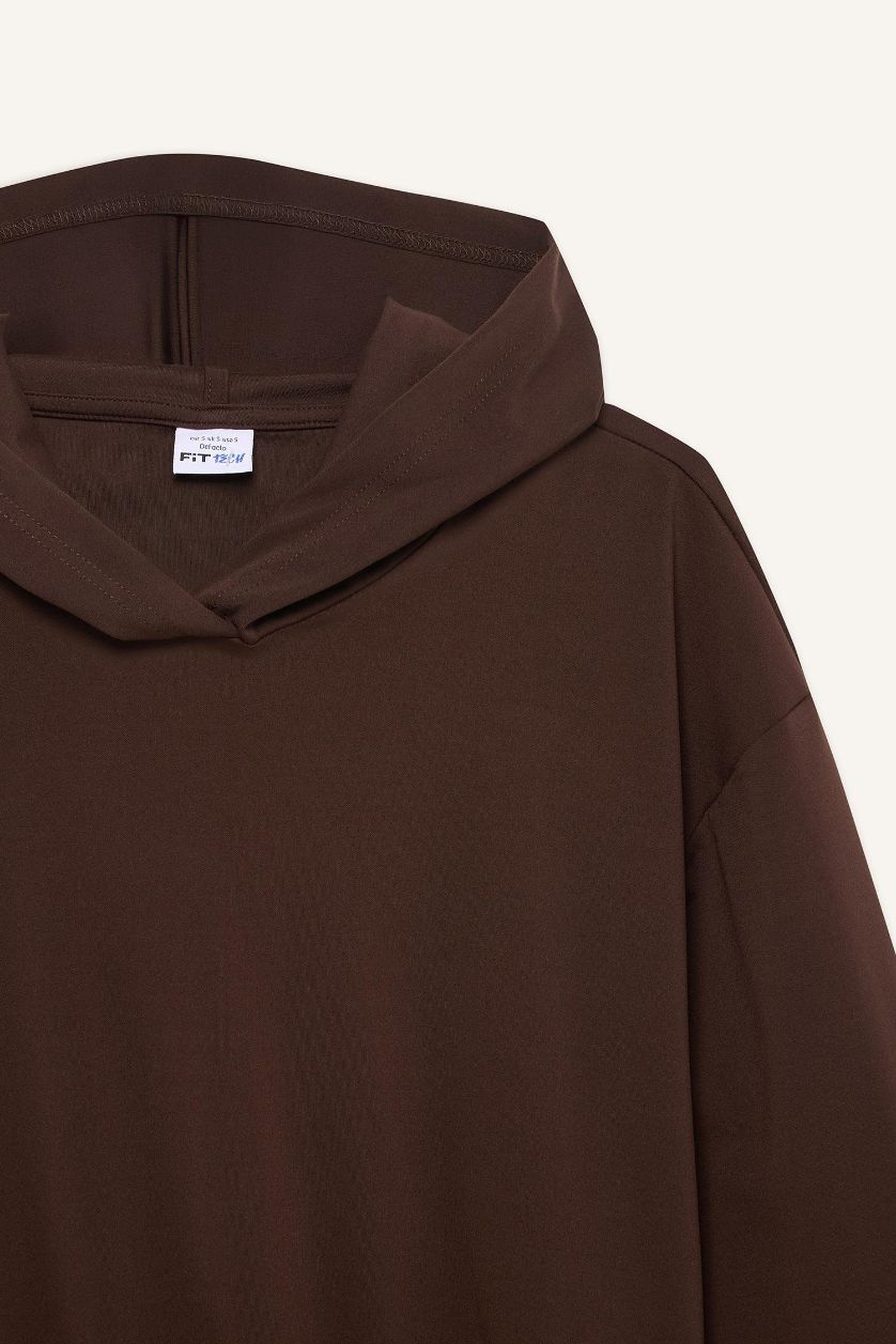 Kadın Kahve Kapüşonlu Sporcu Sweatshirt