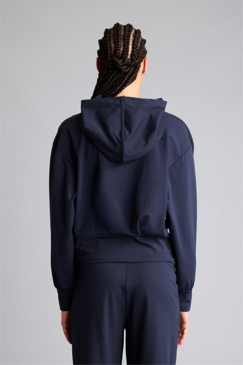 نساء كحلي سويت شيرت رياضة بغطاء للرأس