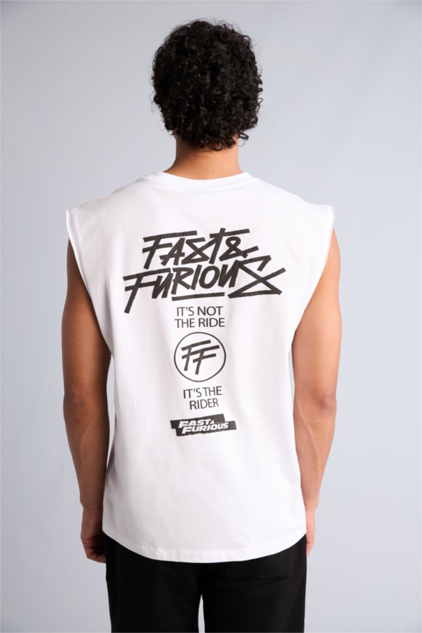 Erkek Beyaz Lisanslı Baskılı Atlet