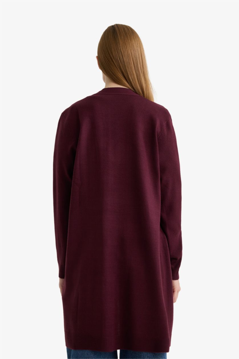 Женщины Бордовый Кардиган Regular Fit с V-образным вырезом