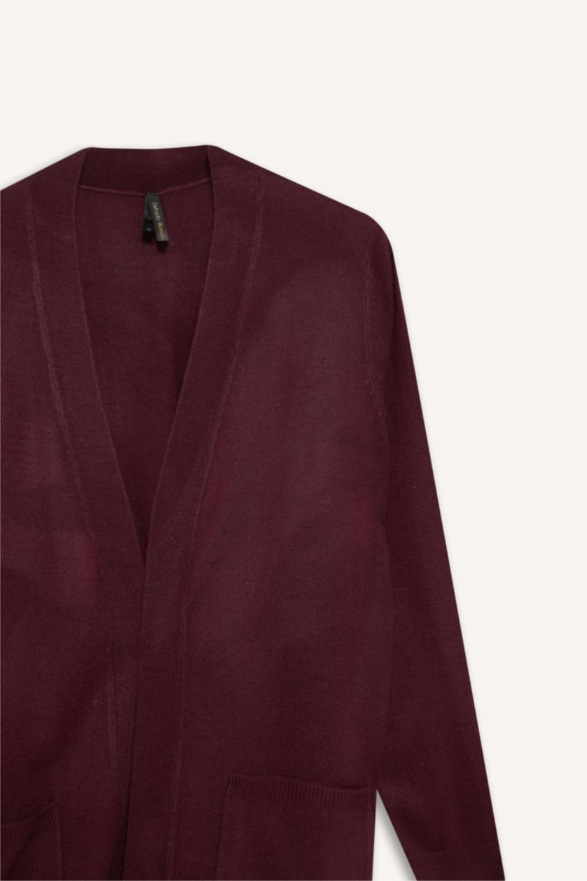 Женщины Бордовый Кардиган Regular Fit с V-образным вырезом