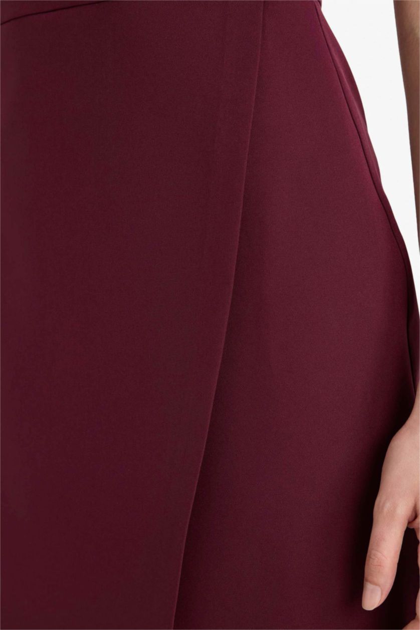 Женщины Бордовый Платье с коротким рукавом мини стандартного кроя с круглым вырезом