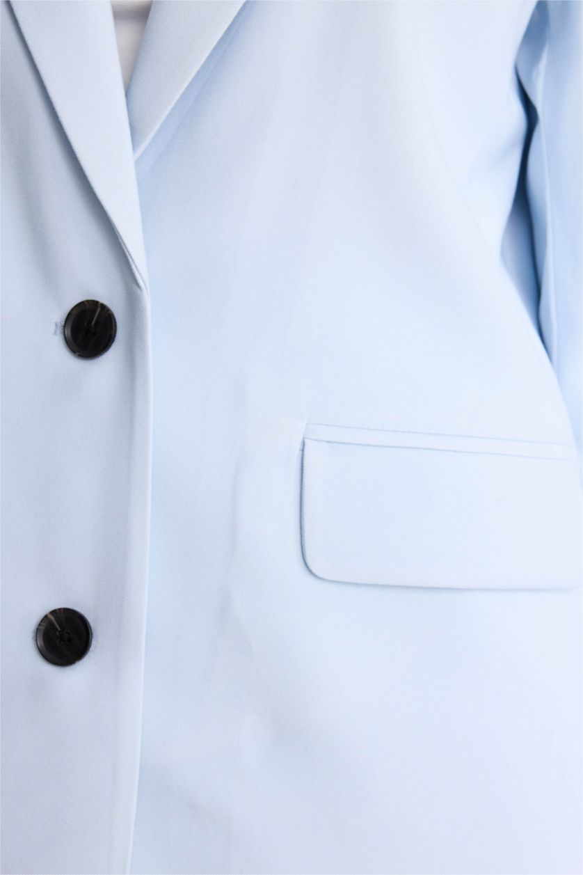 Женщины Светло-синий Блейзер оверсайз из тенселя для женщин