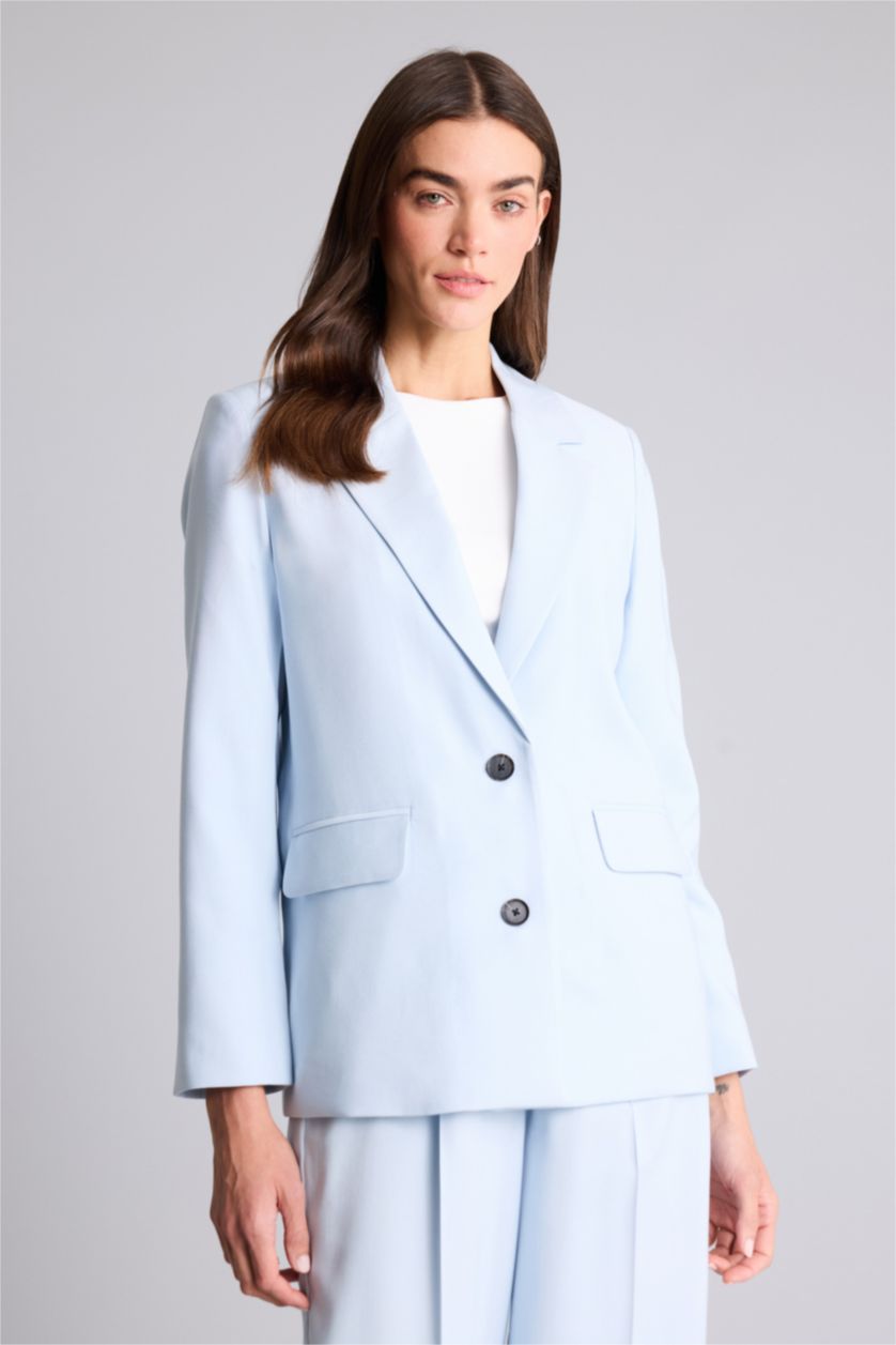 Женщины Светло-синий Блейзер оверсайз из тенселя для женщин