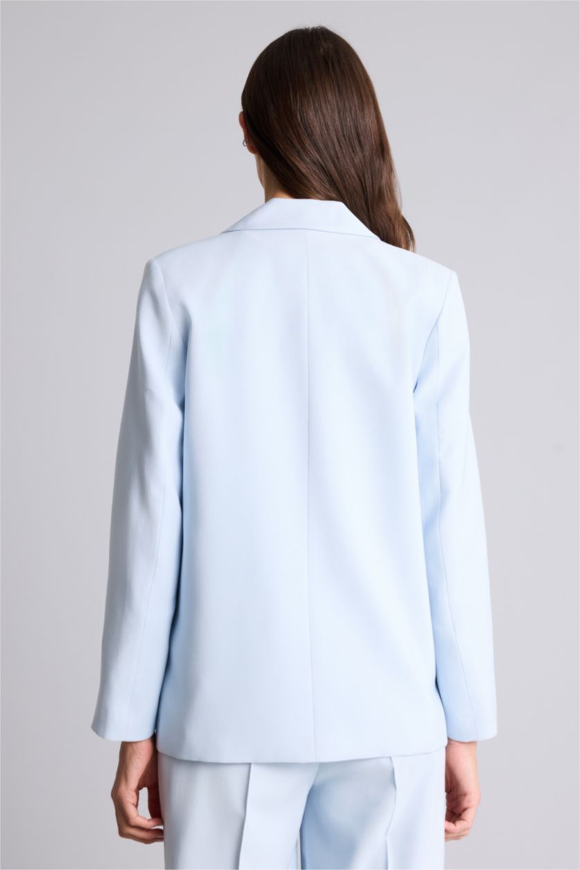 Женщины Светло-синий Блейзер оверсайз из тенселя для женщин