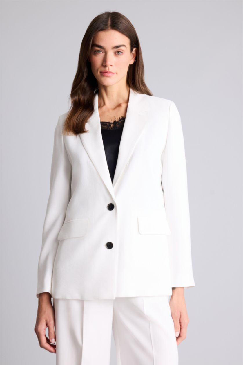 Женщины Бежевый Блейзер оверсайз из тенселя для женщин