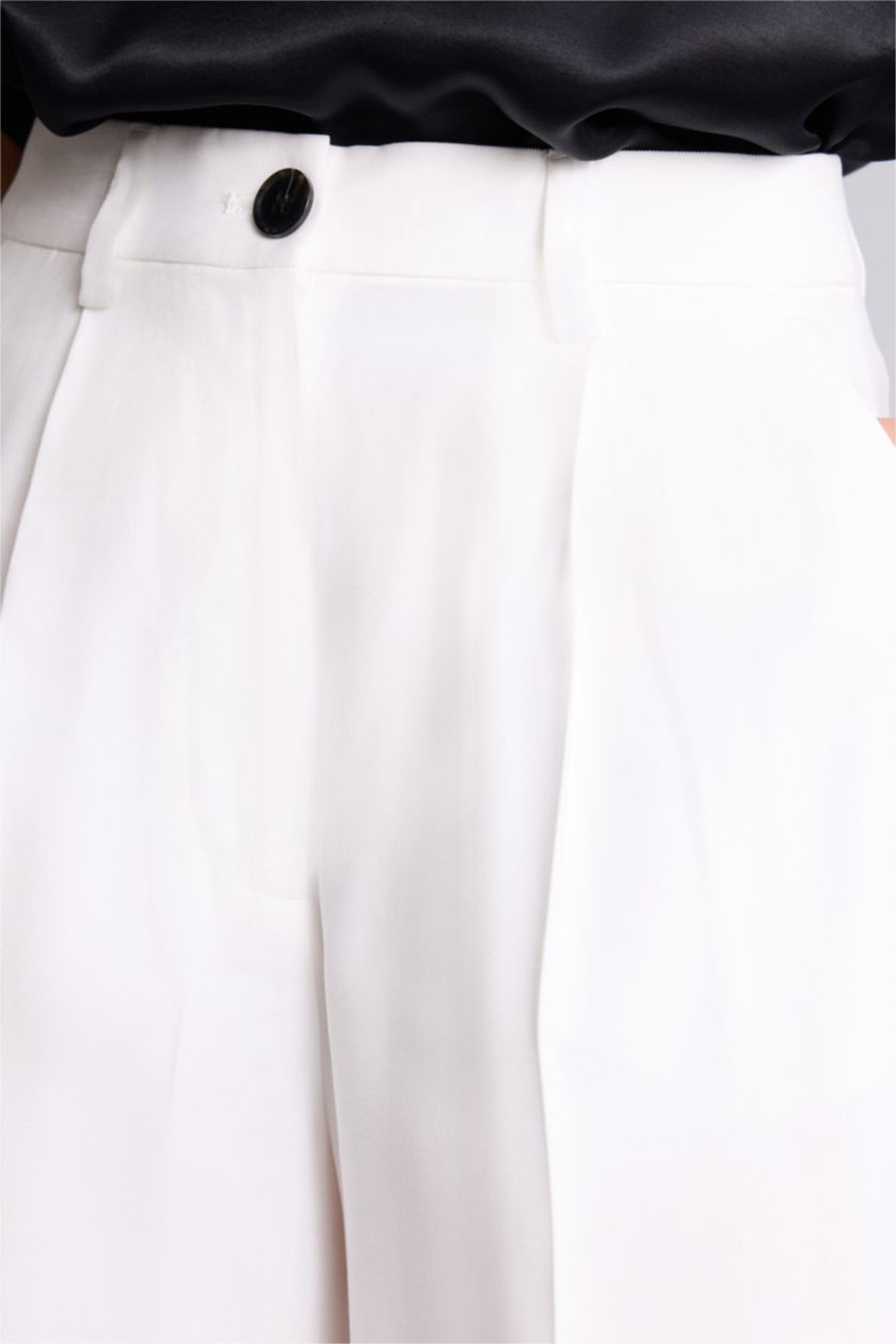 Женщины Бежевый Брюки Wide Leg c высокой талией для женщин