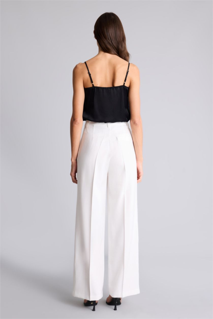 Женщины Бежевый Брюки Wide Leg c высокой талией для женщин