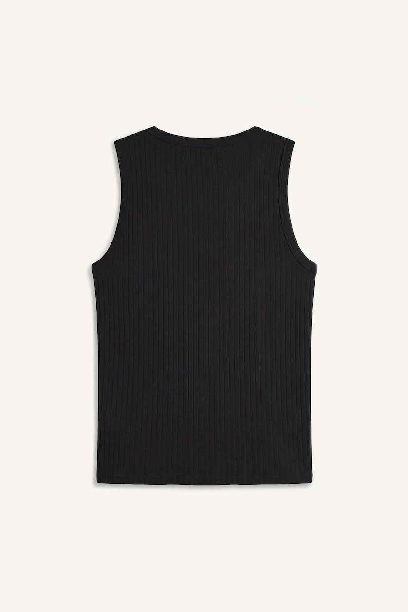 Erkek Siyah Regular Fit Fitilli Atlet