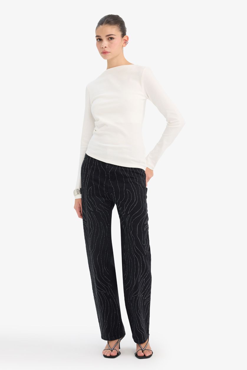 WOMAN Black Straight Fit High Waist Ankle Length Jeans