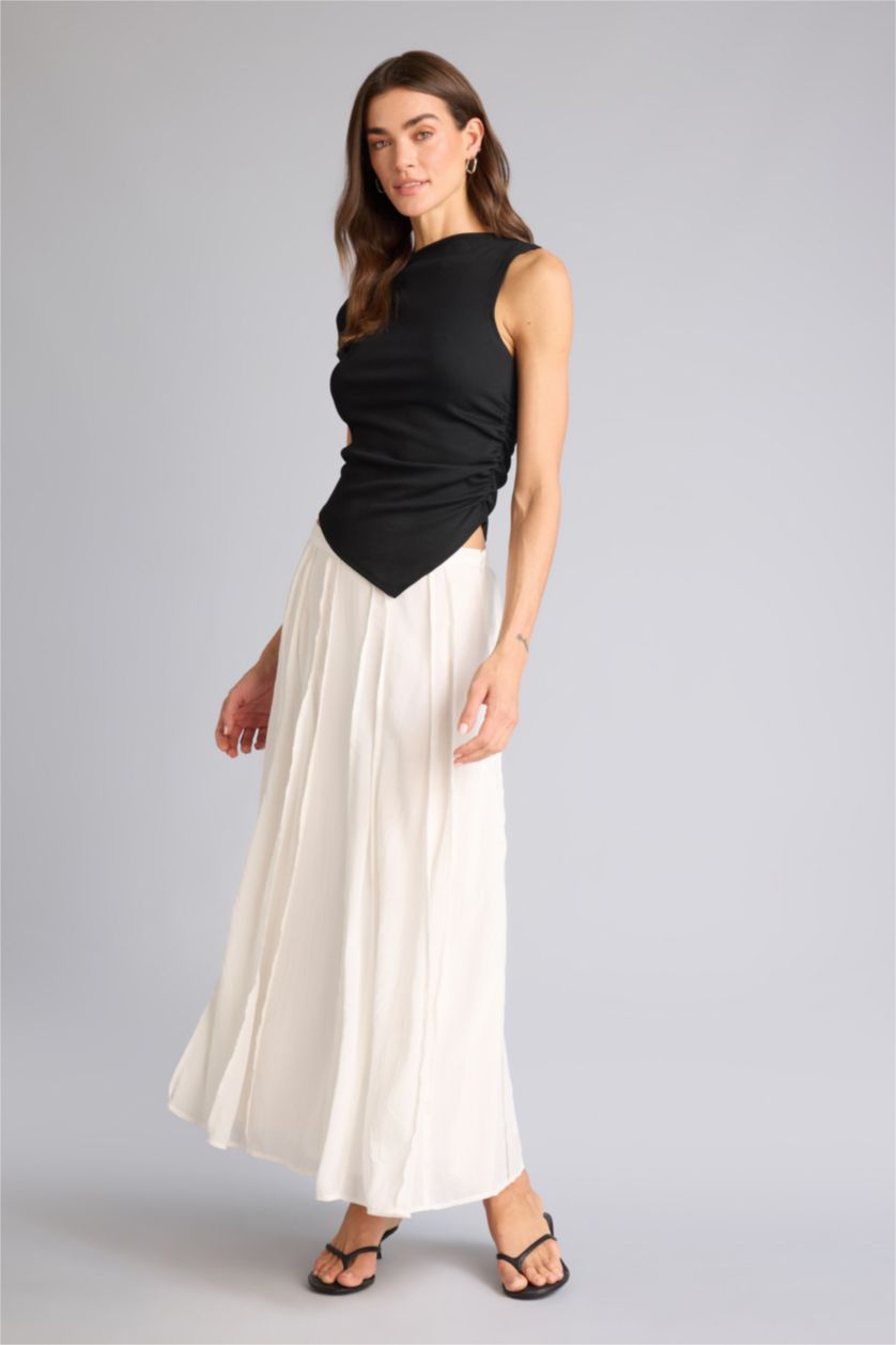 WOMAN Ecru A Cut Midi