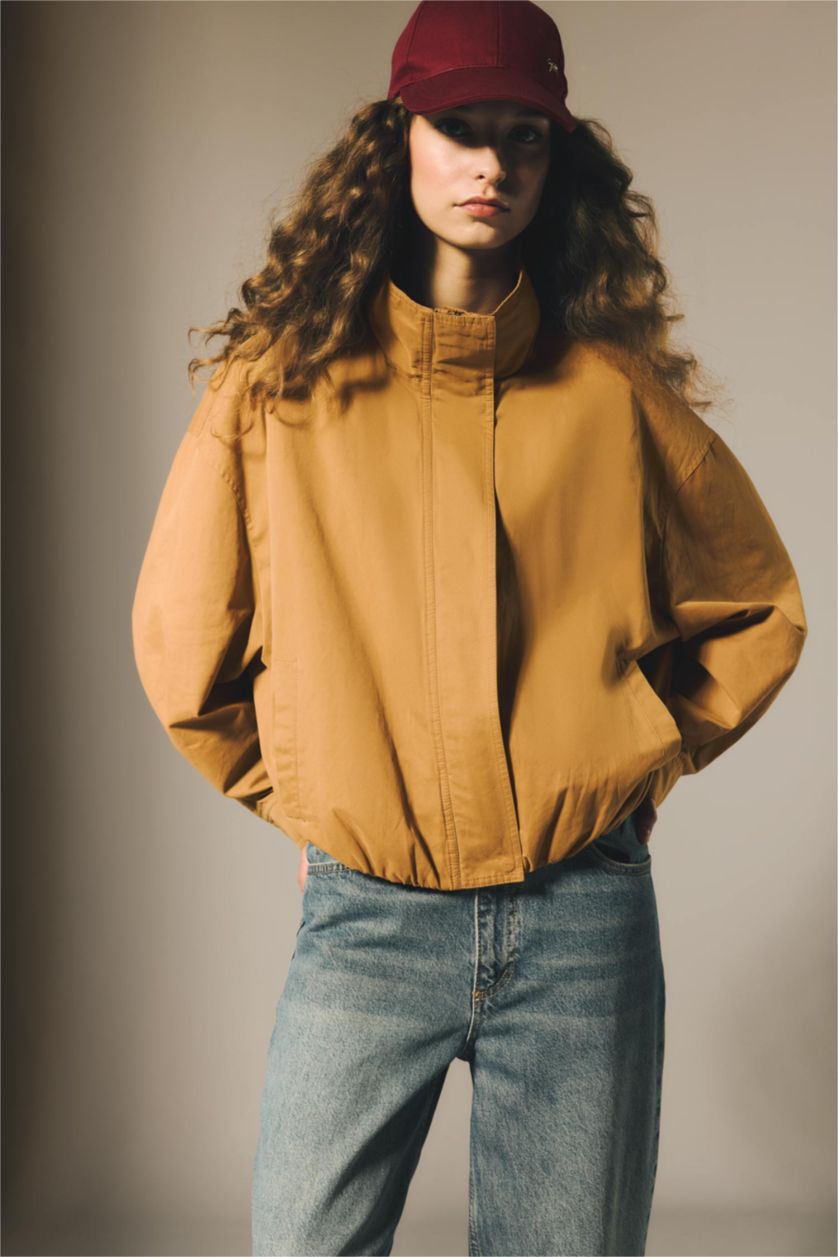 حريمي كامل Regular Fit Stand Collar Cotton Waterproof Jacket