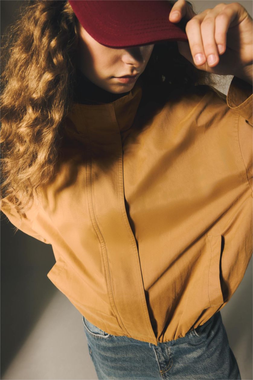 حريمي كامل Regular Fit Stand Collar Cotton Waterproof Jacket