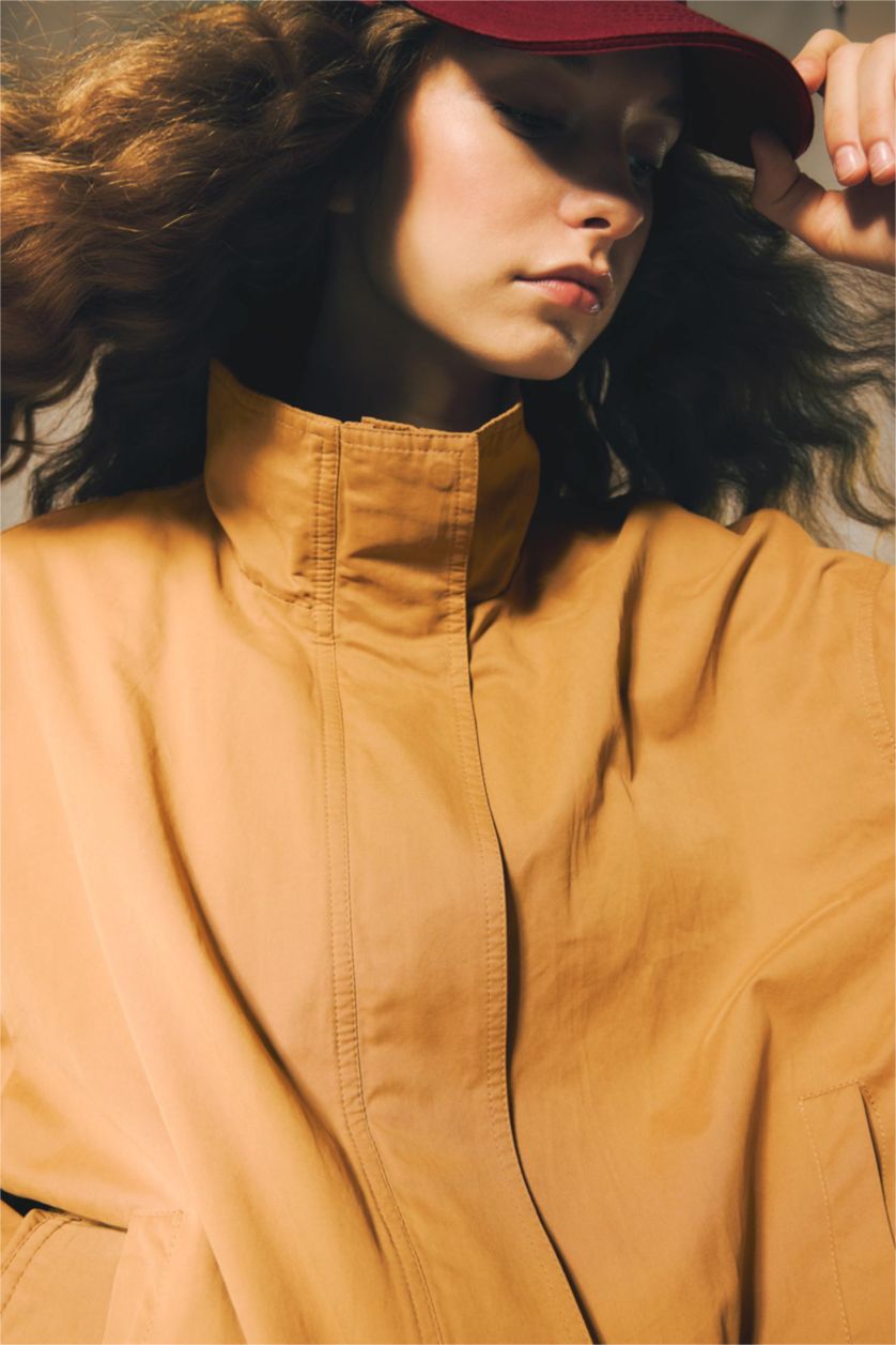 حريمي كامل Regular Fit Stand Collar Cotton Waterproof Jacket