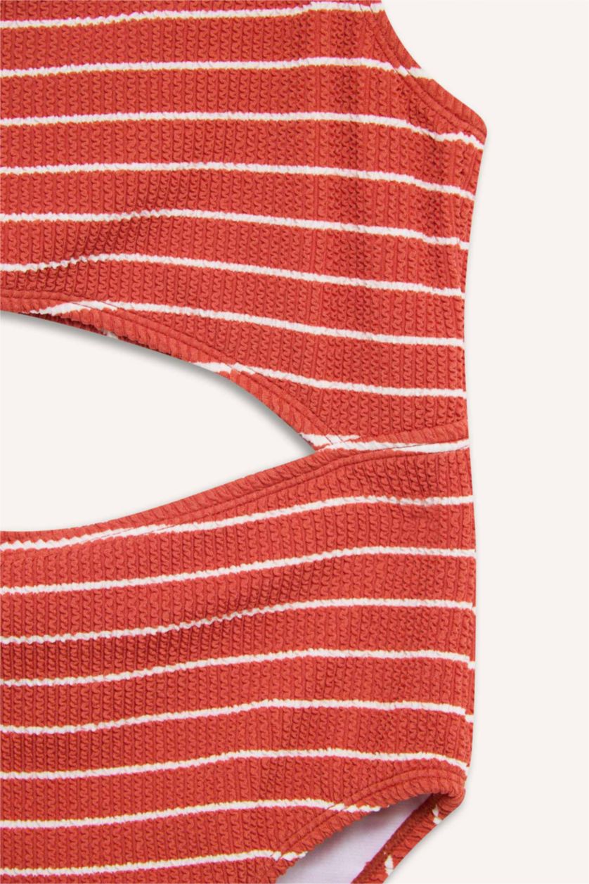 Kız Çocuk - Genç Kız Turuncu Çizgili Mayo Kız Çocuk