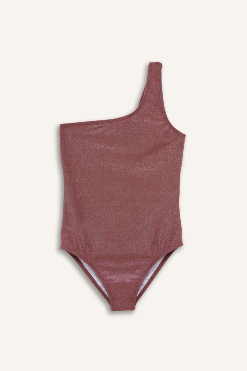 Kız Çocuk - Genç Kız Bordo Simli Kız Çocuk Mayo