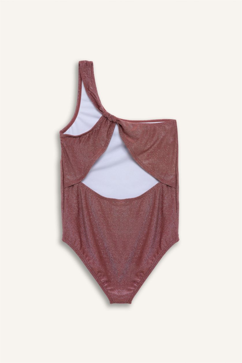 Kız Çocuk - Genç Kız Bordo Simli Kız Çocuk Mayo