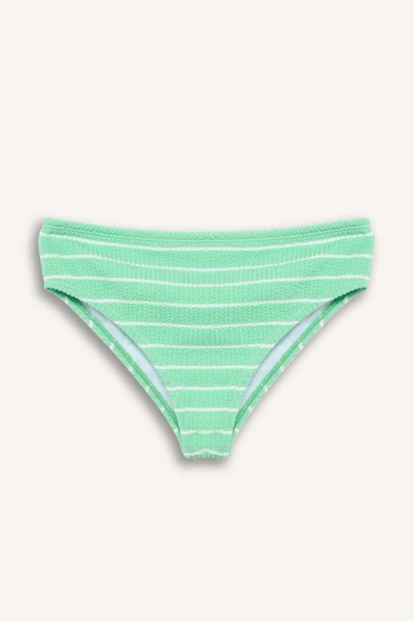 Kız Çocuk - Genç Kız Parlak Açık Yeşiil Çizgili 2'li Bikini Kız Çocuk