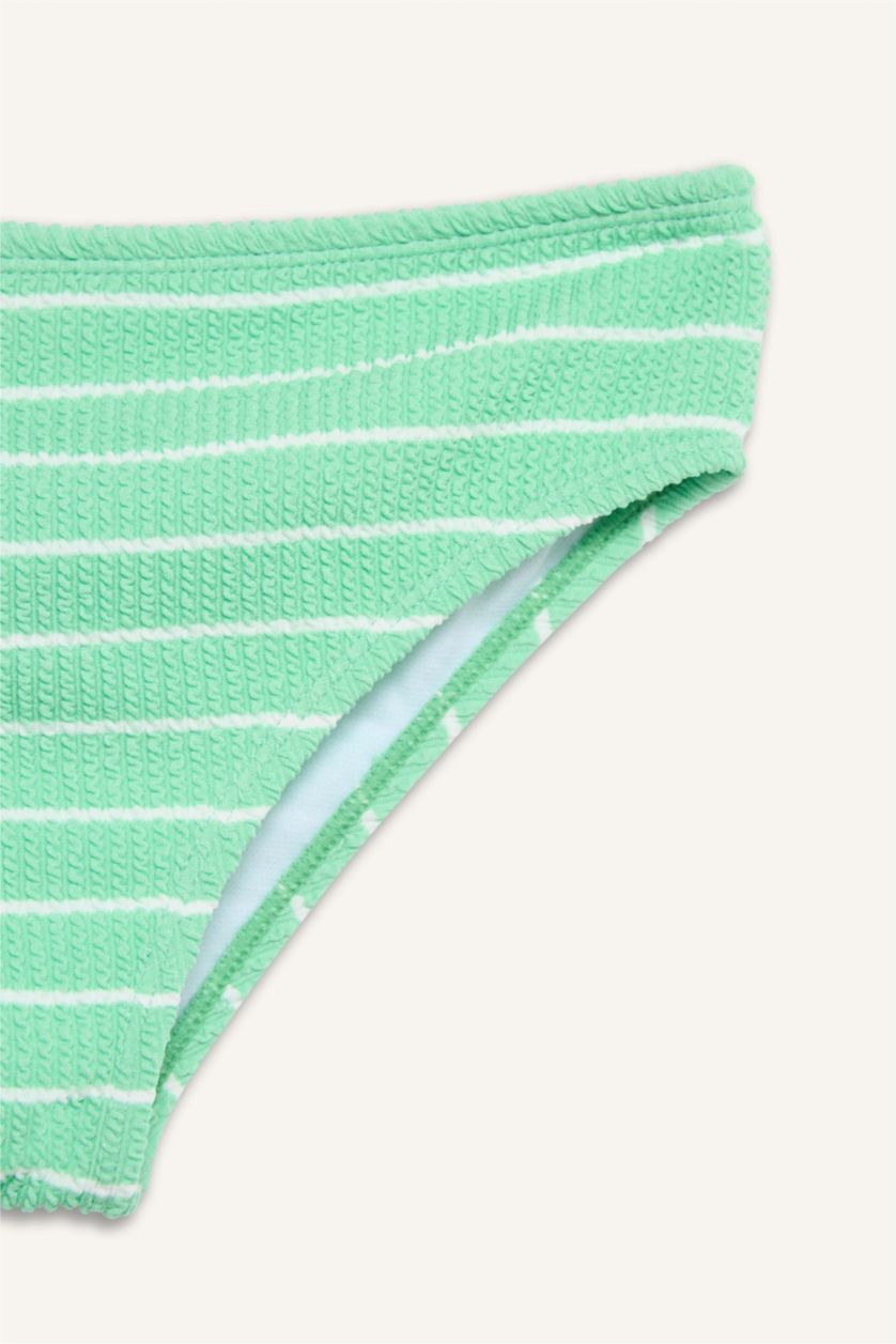 Kız Çocuk - Genç Kız Parlak Açık Yeşiil Çizgili 2'li Bikini Kız Çocuk