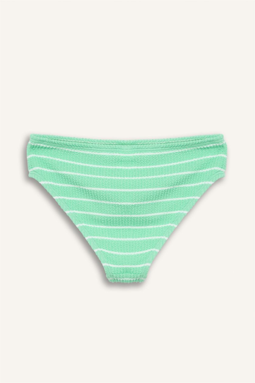 Kız Çocuk - Genç Kız Parlak Açık Yeşiil Çizgili 2'li Bikini Kız Çocuk