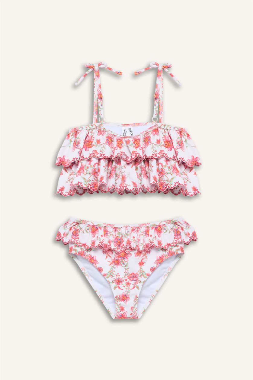 Kız Çocuk - Genç Kız Pembe Floral 2'li Bikini Kız Çocuk