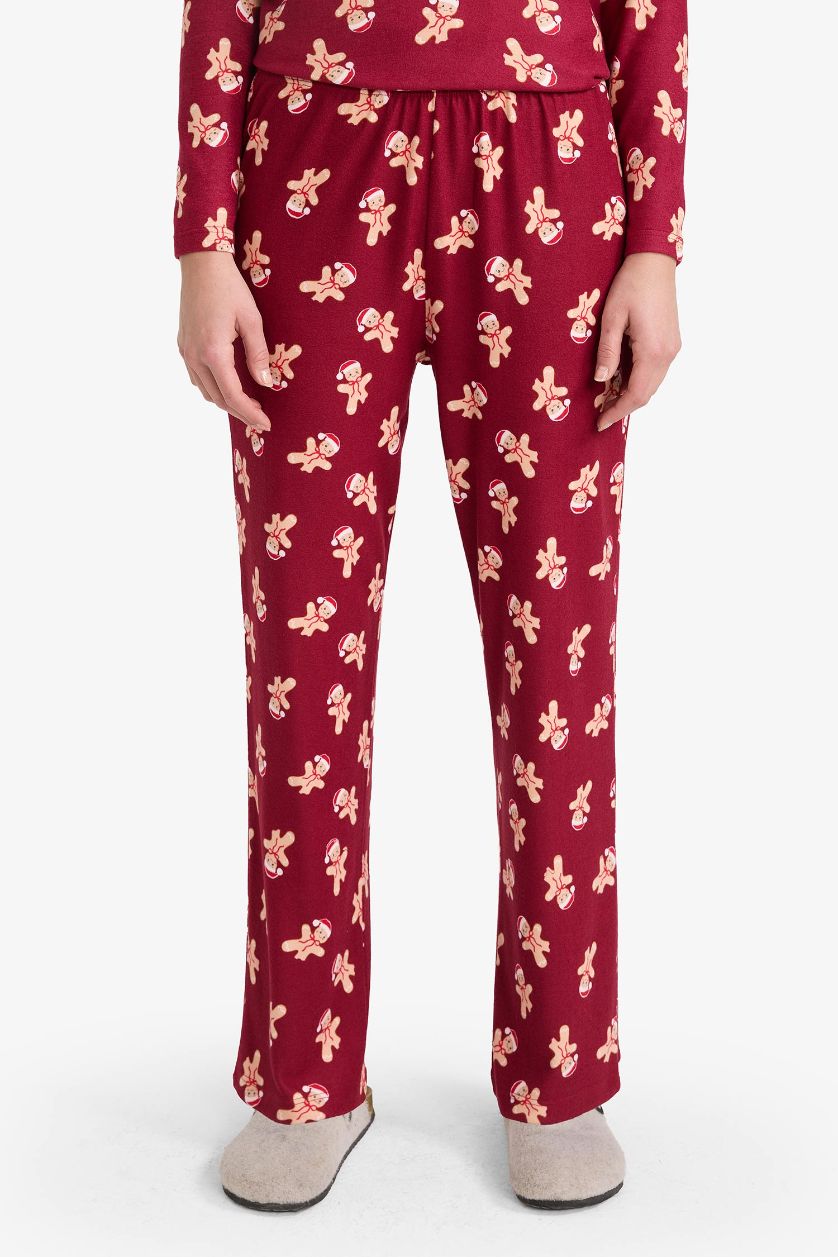 نساء خمري طقم بيجاما قصة عادية كم طويل - قطعتين