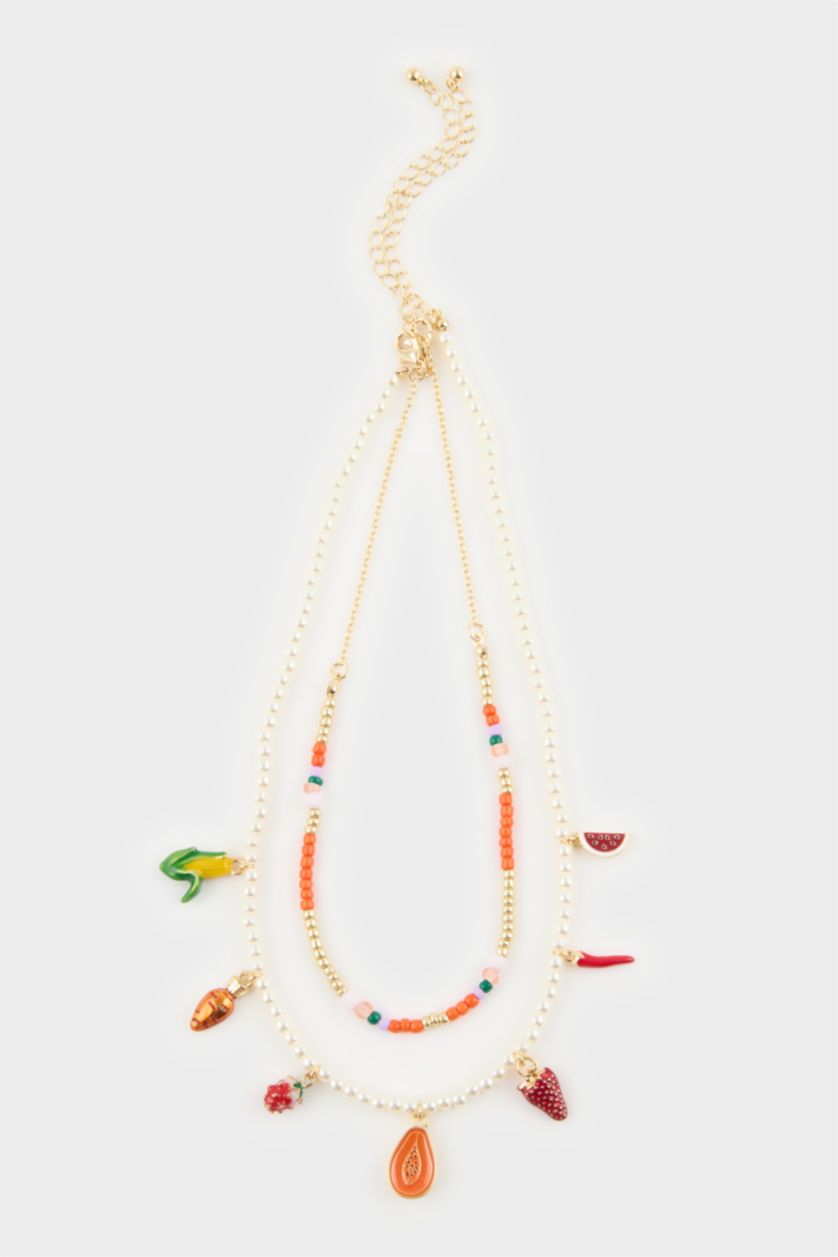 Kadın Karma Kadın 2'li Meyve Desenli Kolye