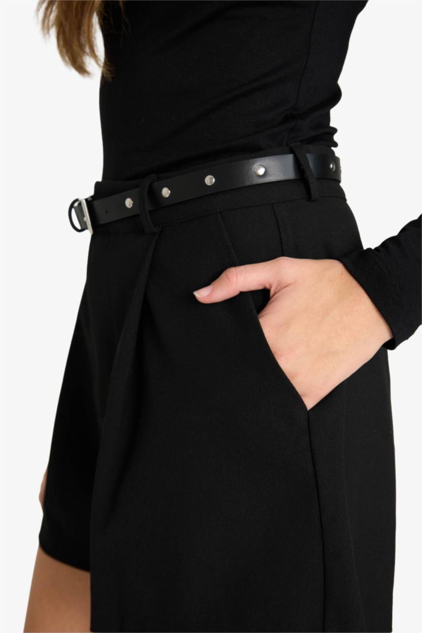 نساء أسود شورت قصير بخصر عادي