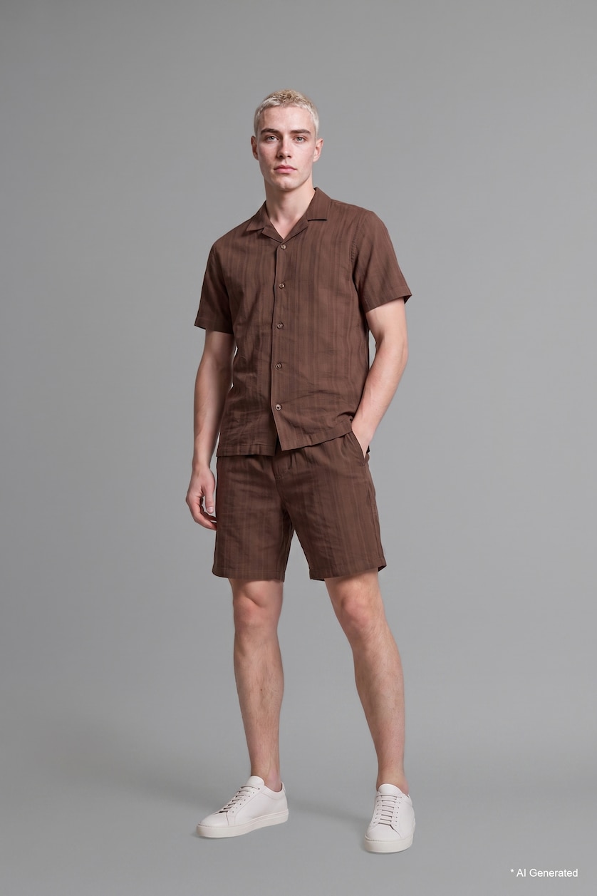 Erkek Kahve %100 Pamuk Regular Fit Bermuda Şort