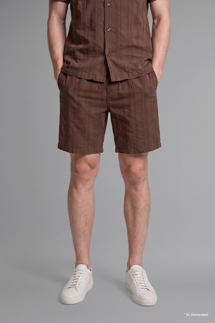 Erkek Kahve %100 Pamuk Regular Fit Bermuda Şort