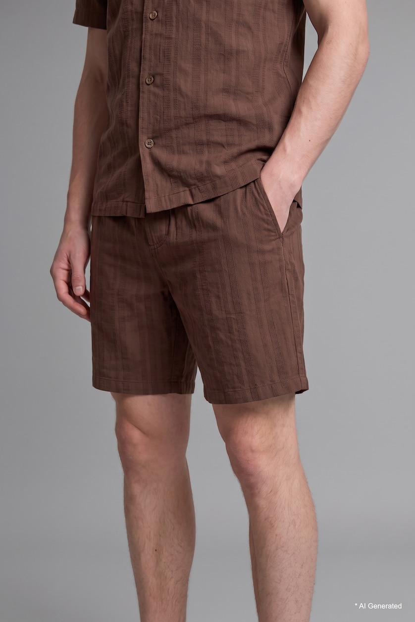 Erkek Kahve %100 Pamuk Regular Fit Bermuda Şort