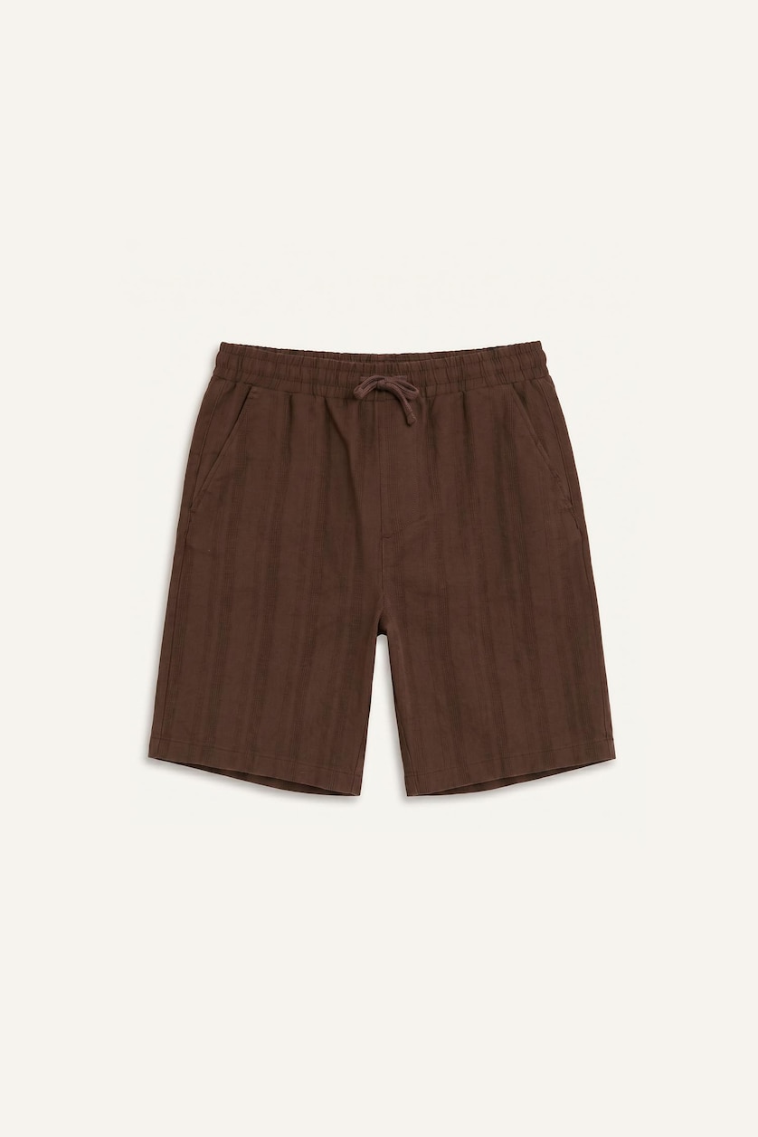 Erkek Kahve %100 Pamuk Regular Fit Bermuda Şort