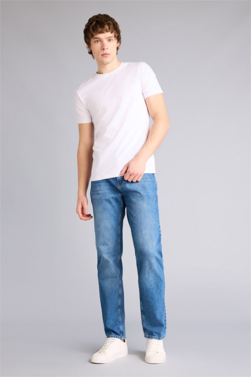 Erkek Mavi Tapered Fıt Pantolon