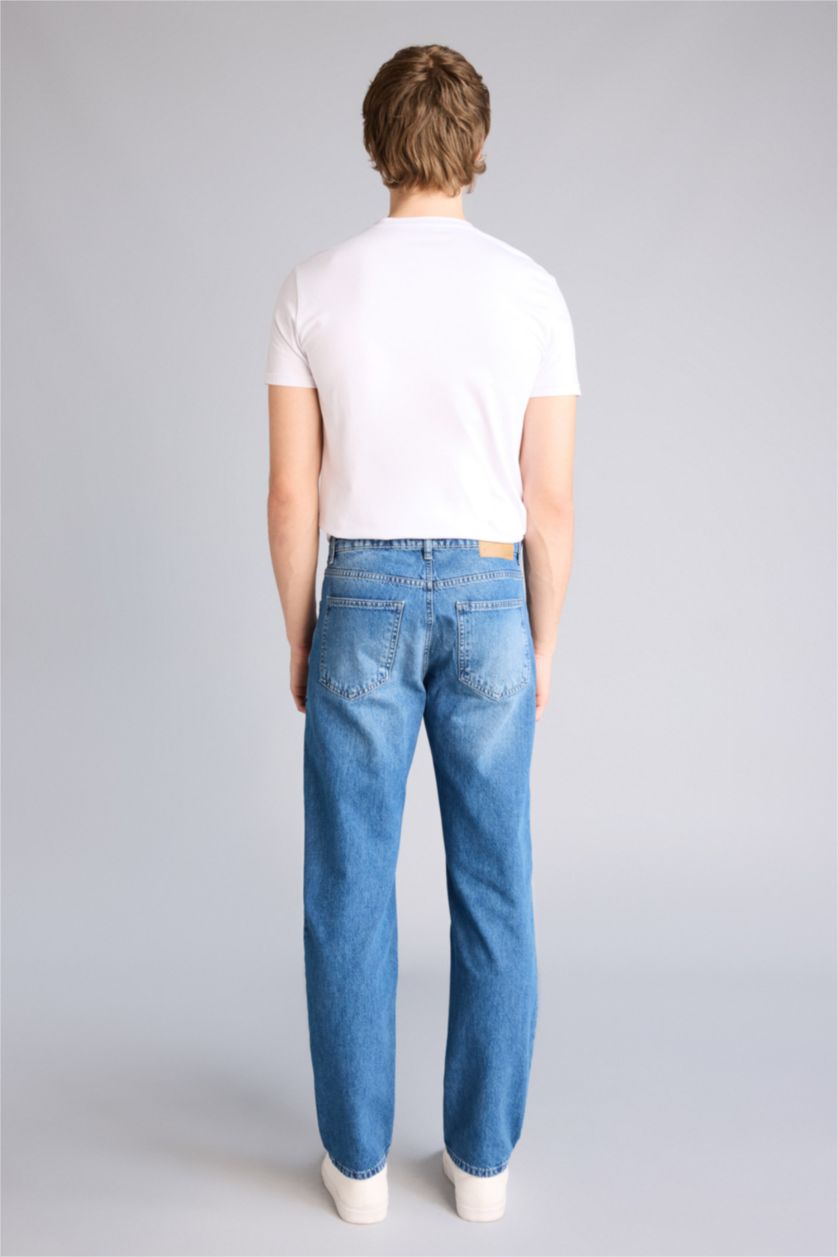 Erkek Mavi Tapered Fıt Pantolon