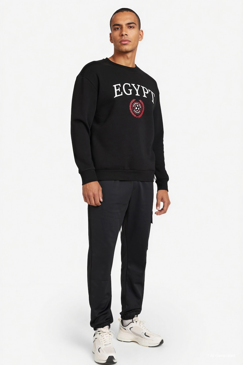MAN Black Boxy Fit Egypt Printed Sweatshirt
