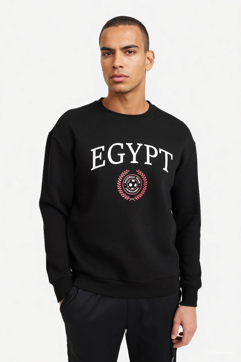 MAN Black Boxy Fit Egypt Printed Sweatshirt
