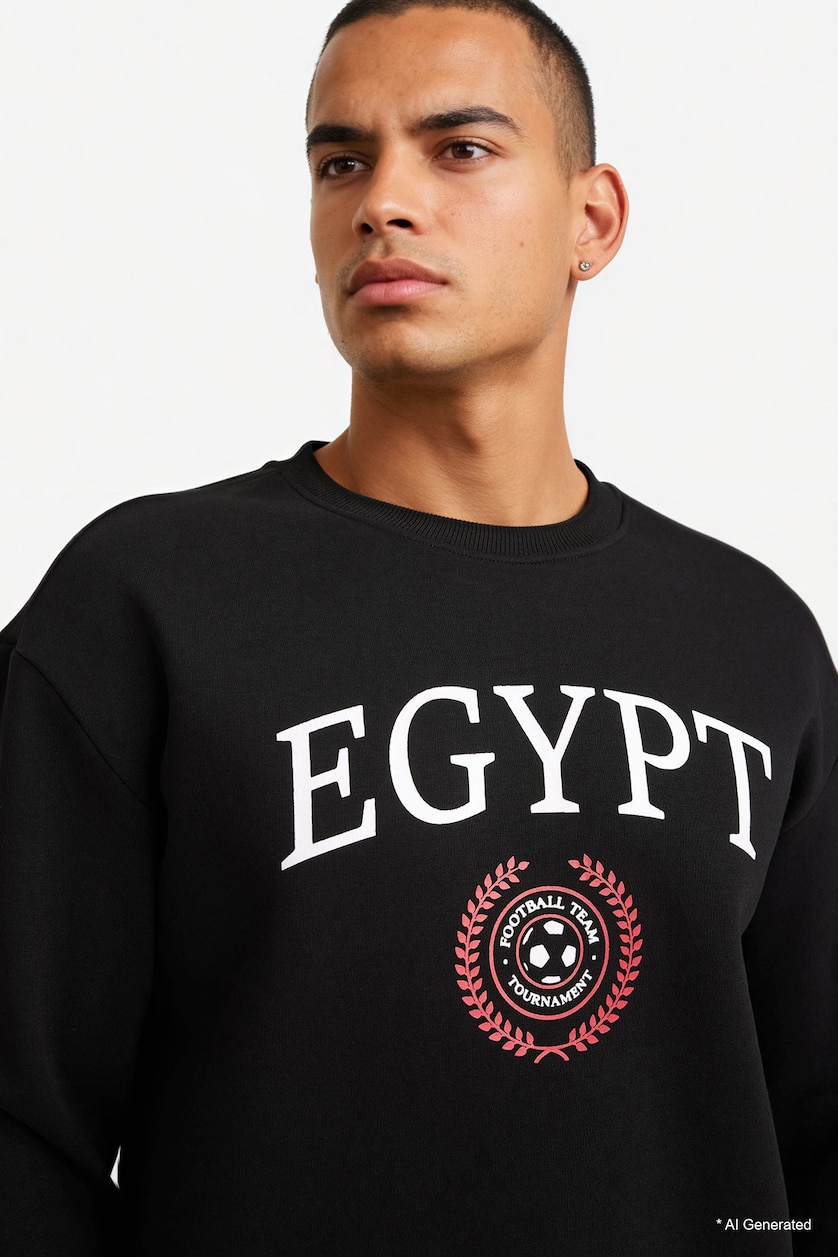 MAN Black Boxy Fit Egypt Printed Sweatshirt