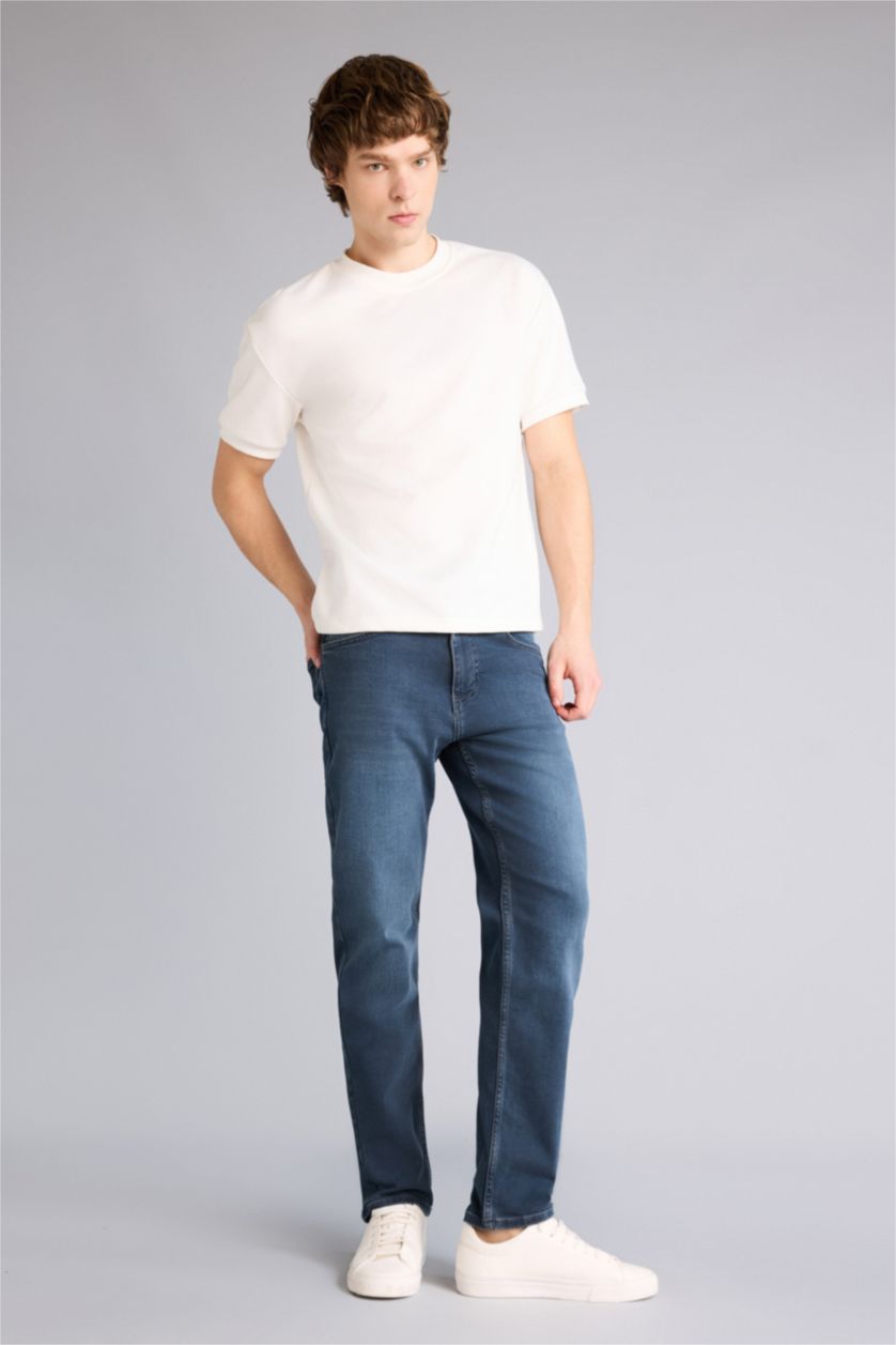 Erkek Mavi Gri Tapered Fıt Pantolon