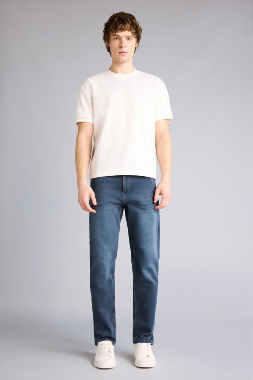 Erkek Mavi Gri Tapered Fıt Pantolon