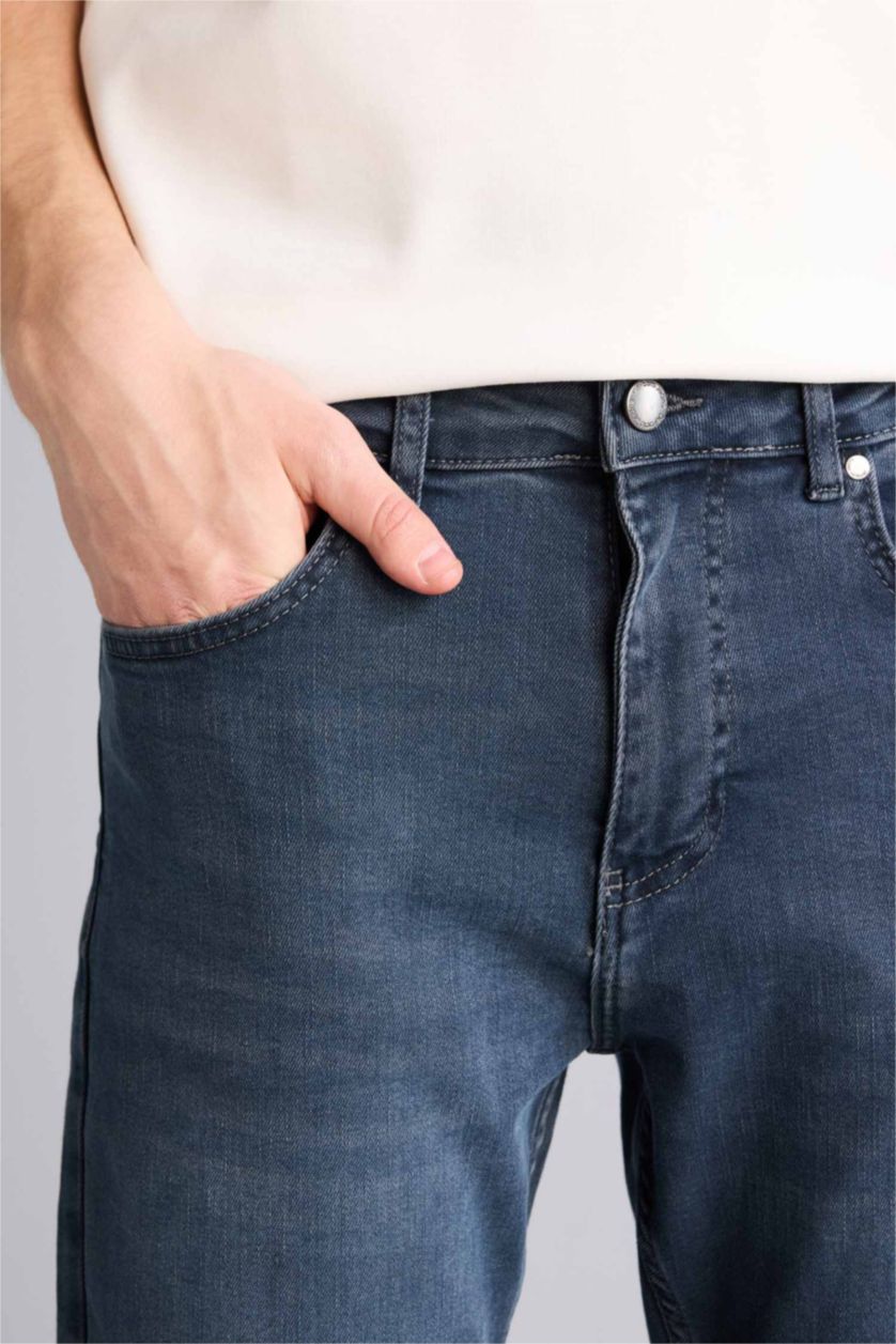 Erkek Mavi Gri Tapered Fıt Pantolon