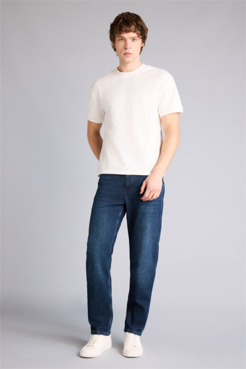 Erkek Koyu Mavi Tapered Fıt Pantolon