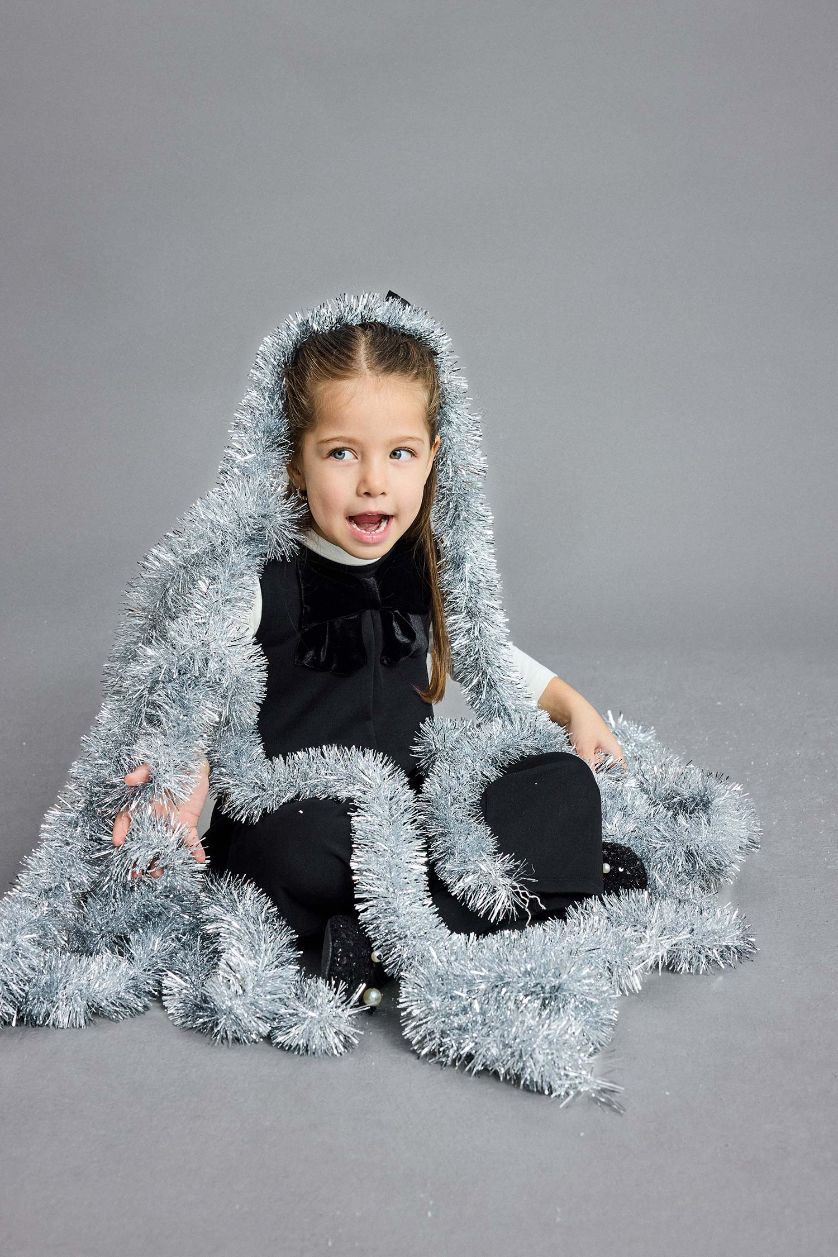 Kız Bebek Siyah Yılbaşı Temalı 2'li Takım Tulum Tişört Kız Bebek