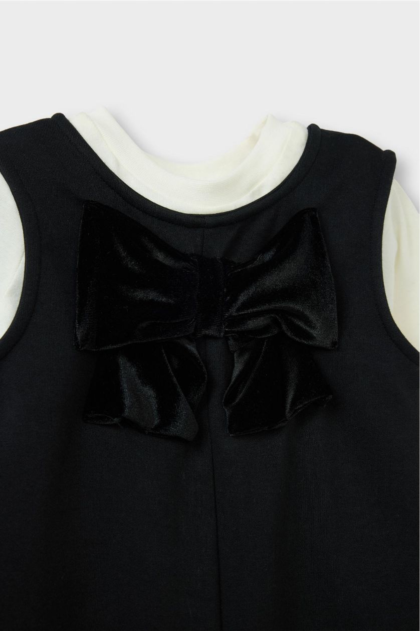 Kız Bebek Siyah Yılbaşı Temalı 2'li Takım Tulum Tişört Kız Bebek