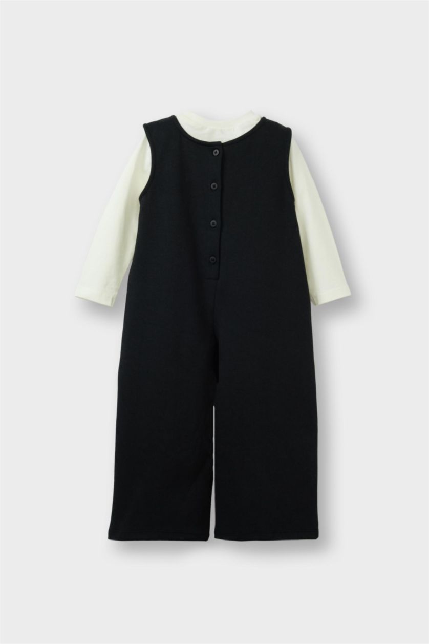 Kız Bebek Siyah Yılbaşı Temalı 2'li Takım Tulum Tişört Kız Bebek