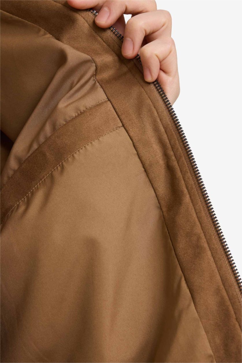 MAN Brown Regular Fit Puffer Jacket