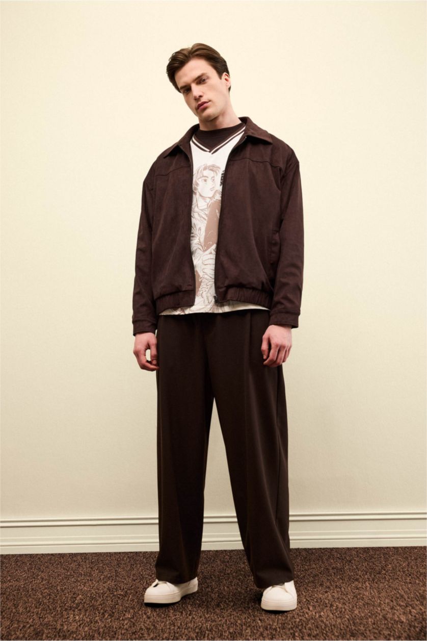 Erkek Kahve Overshırt Fıt Gömlek Yaka Mont