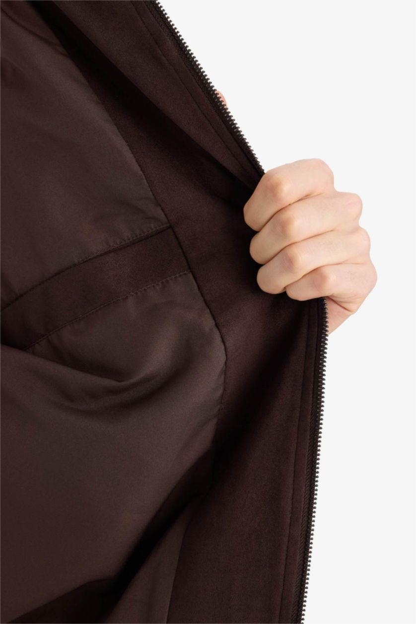 Erkek Kahve Overshırt Fıt Gömlek Yaka Mont