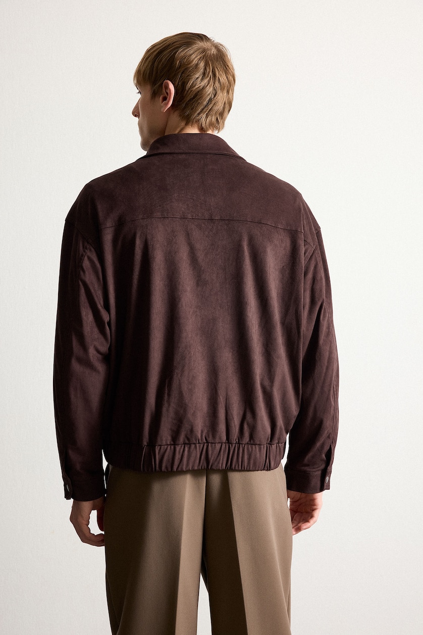 Men Brown Pockets Zip-Up Jacket