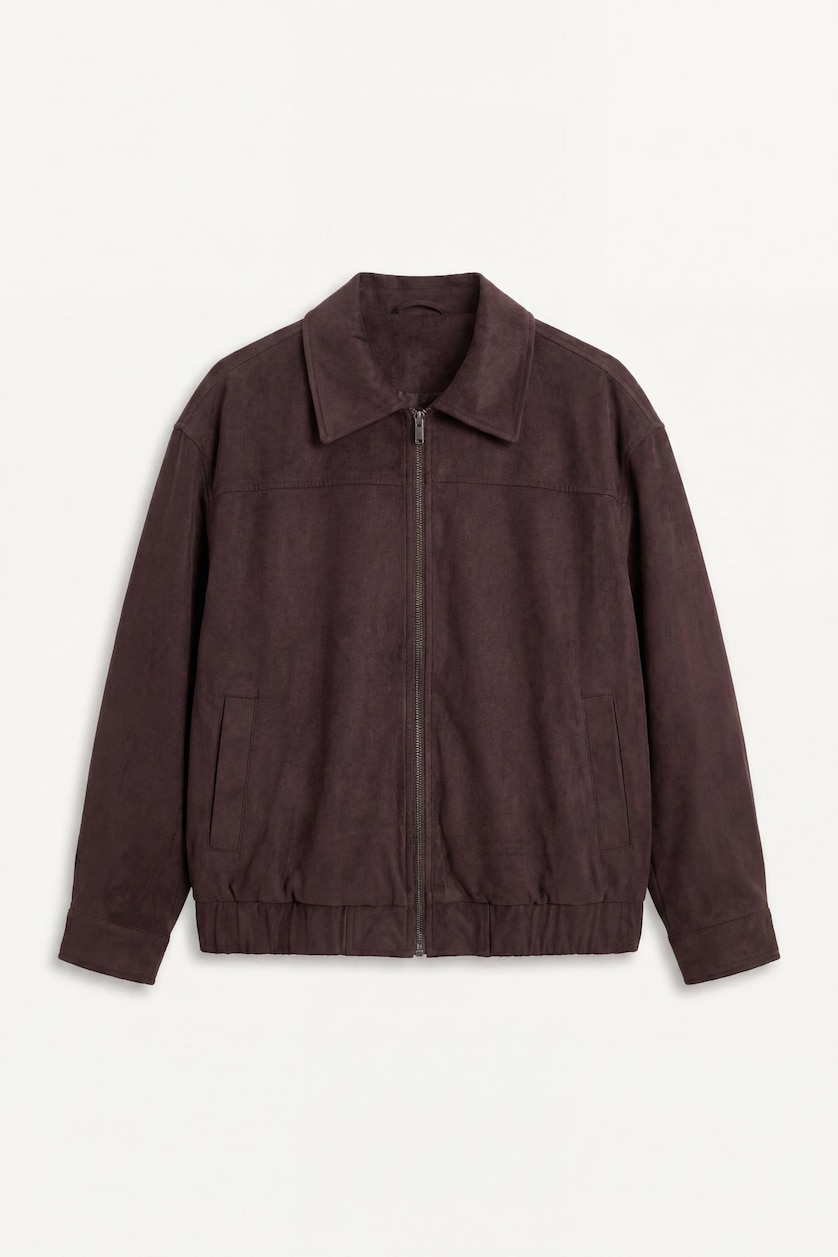 Men Brown Pockets Zip-Up Jacket